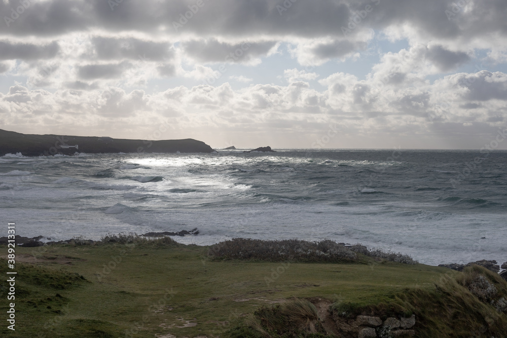 Stormy seas hitting coast near Newquay Cornwall Stormy seas hitting coast near Newquay Cornwall