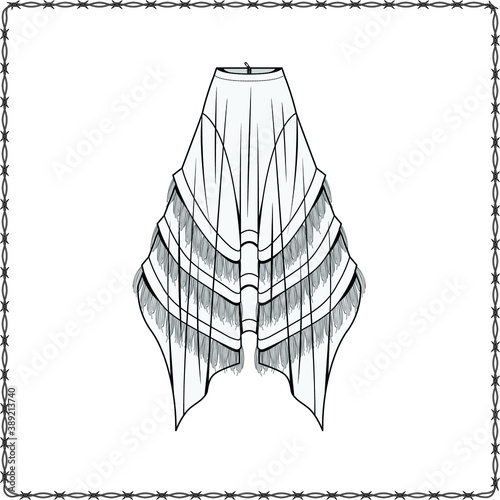skirts dress editable fashion flat sketch for creating new designs mockup
