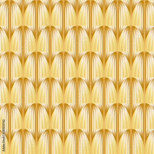 Abstract vector pattern, repeating golden object with gradient effect. Pattern is clean for fabric, wallpaper, printing. Pattern is on swatches panel.