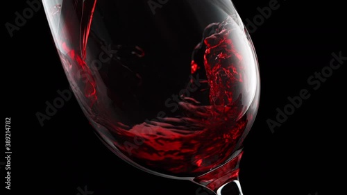 Red Wine Swirling in a Crystal Wineglass. Shot in 1000 FPS with High-Speed Camera, Phantom Flex 4K