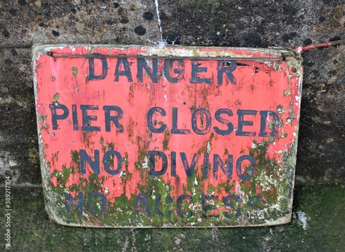 Danger Sign on a Harbor