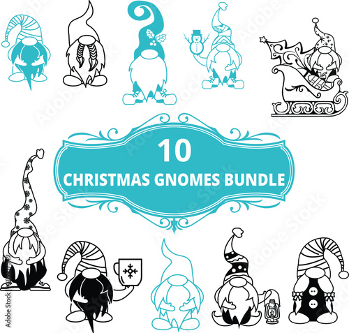 10 Christmas Gnomes Bundle Vector Illustration vol 1