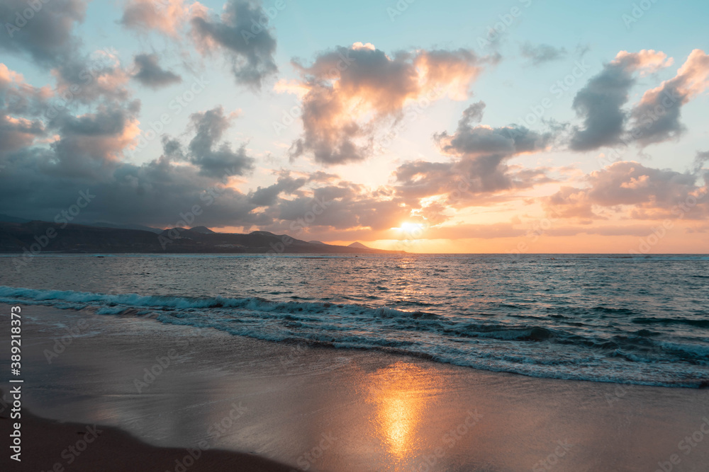 Sunset at the beach of Sunset at the beach of