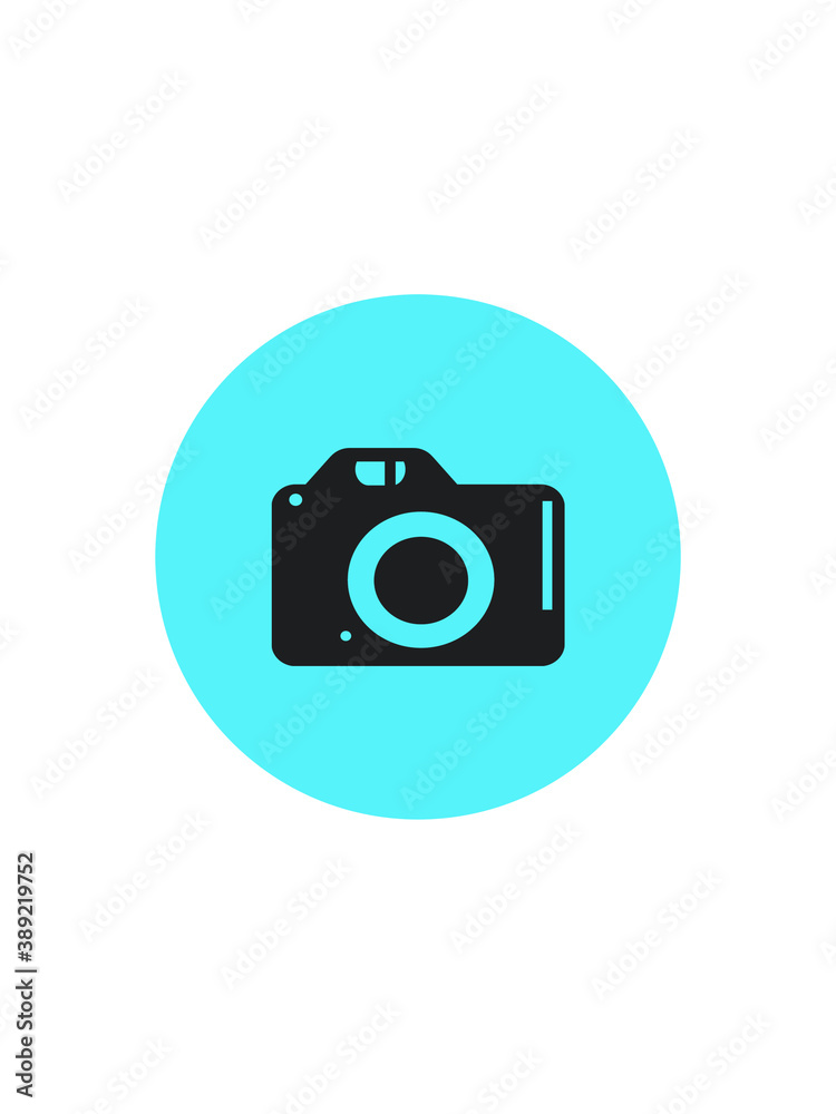 Camera icon in a turquoise circle. Isolated object. 3D rendering Camera icon in a turquoise circle. Isolated object. 3D rendering