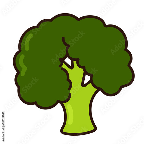 Illustration of simple outlined green broccoli