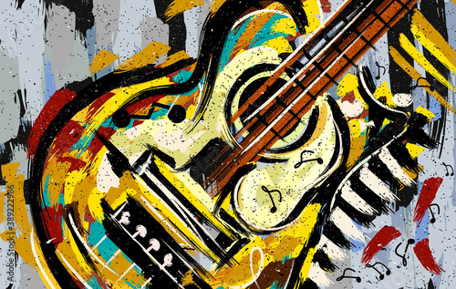 Abstract Guitar Art Illustration