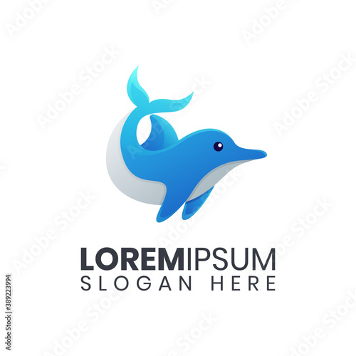 Modern cute baby dolphin logo template