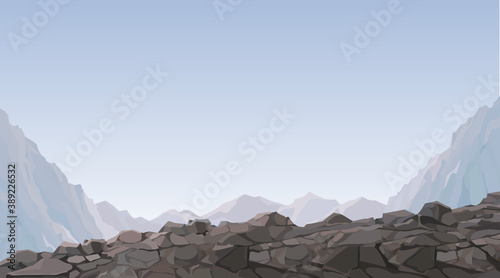 background top view of a mountain valley