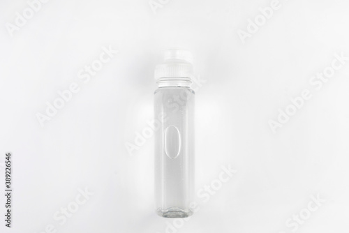 Bottle with antiseptic gel with blue background
