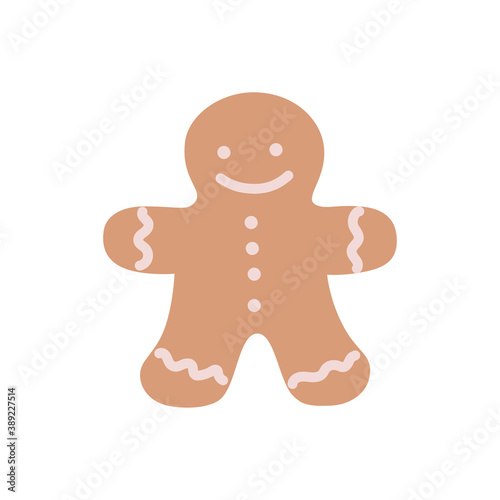Ginger man isolated on white. Vector, hand-drawn illustration for Christmas card design, labels, invitations.