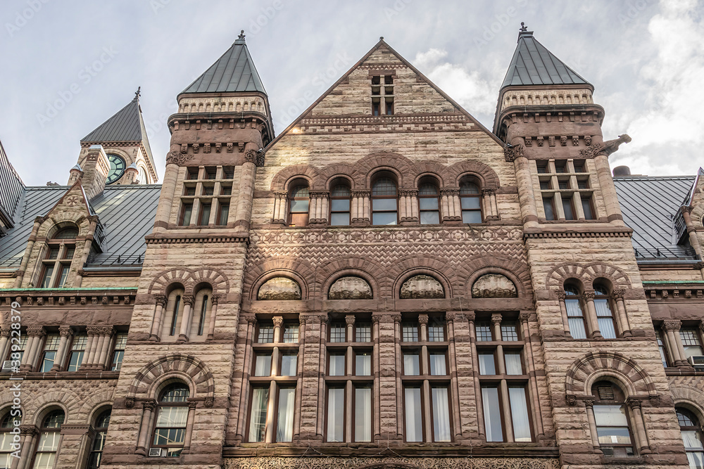 Toronto's Old City Hall (1899) was home to its city council from 1899 to 1966 and remains one of the city's most prominent structures. Toronto, Ontario, Canada.