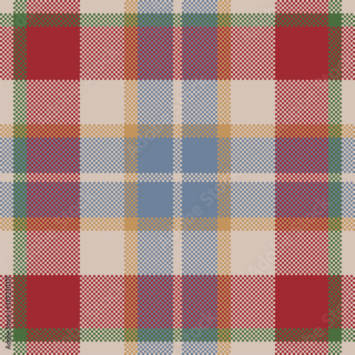 Pixel background vector design. Modern seamless pattern plaid. Square texture fabric. Tartan scottish textile. Beauty color madras ornament.