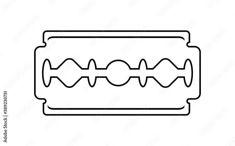 An icon of a razor blade. Line art of a razor blade. An icon of a razor blade. Line art of a razor blade.