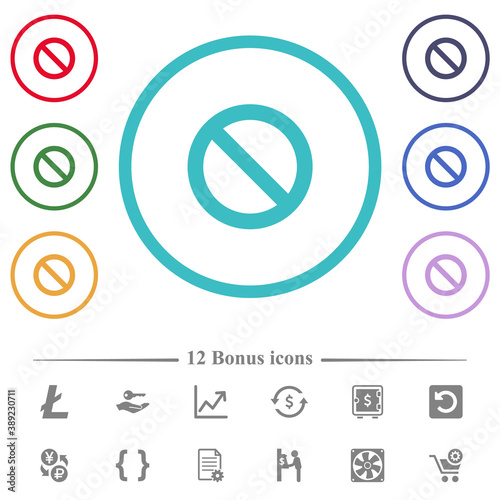 Blocked flat color icons in circle shape outlines