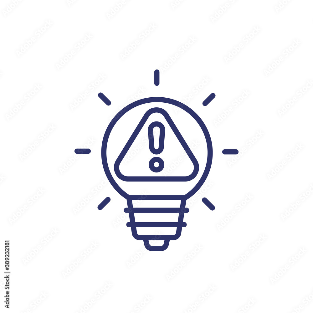 light bulb and warning line icon light bulb and warning line icon