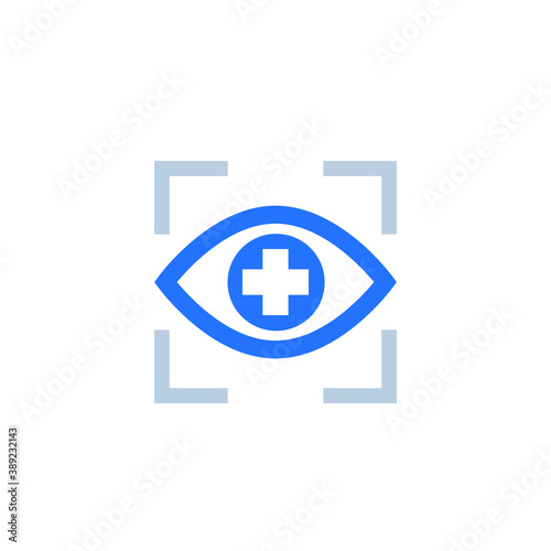 eye with plus logo, vector icon