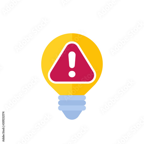 light bulb and warning alert icon
