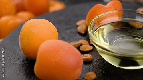 Apricot Kernel Oil on a rotating plate (seamless loopable)