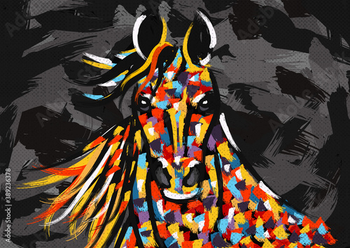 Abstract horse portrait painting