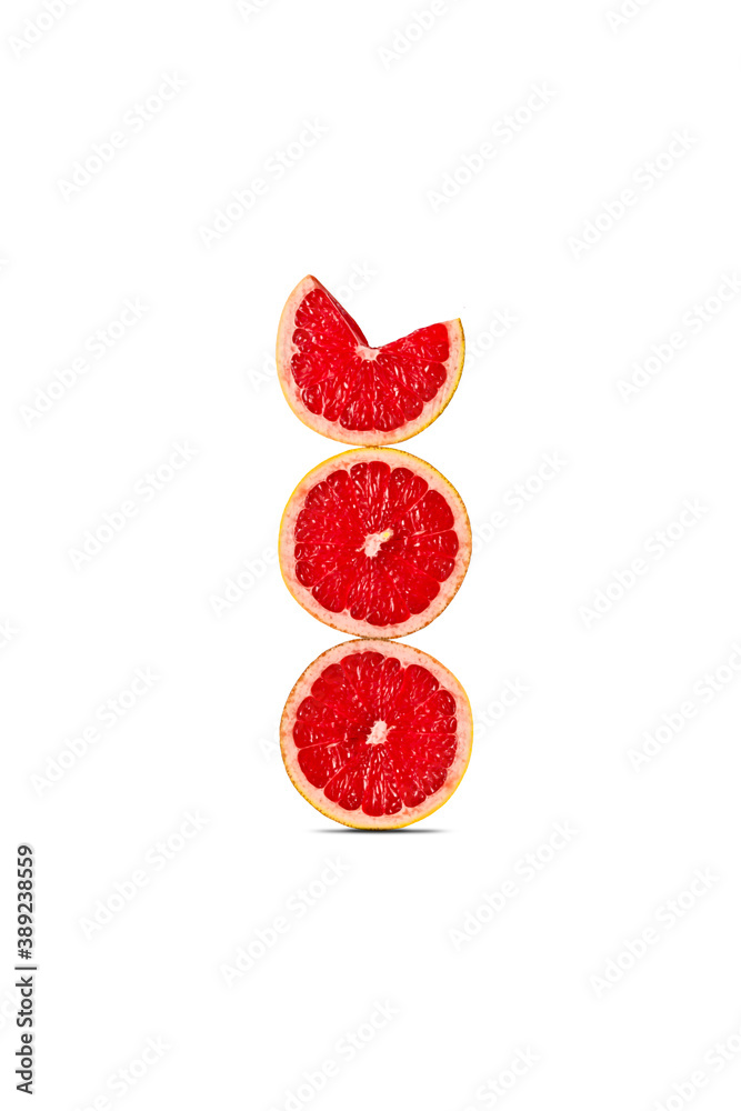 Grapefruit on top of one another isolated on white background Grapefruit on top of one another isolated on white background