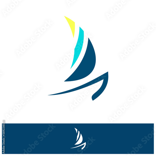 Sailing ship boat vector logo icon template design