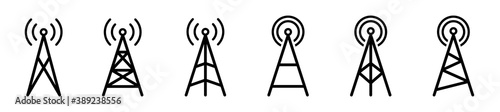 Set of different antenna signal, network radio tower icons