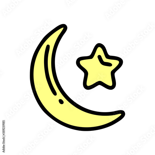 crescent moon icon isolated on white background from ramadan collection