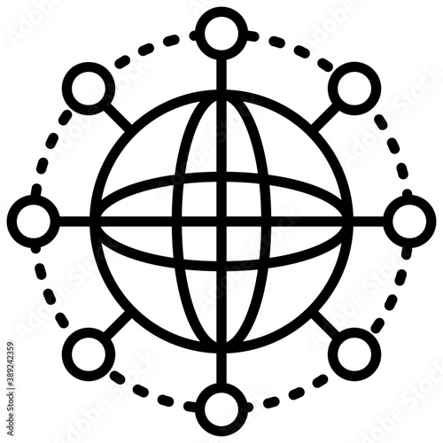 
Line icon international business, worldwide 
