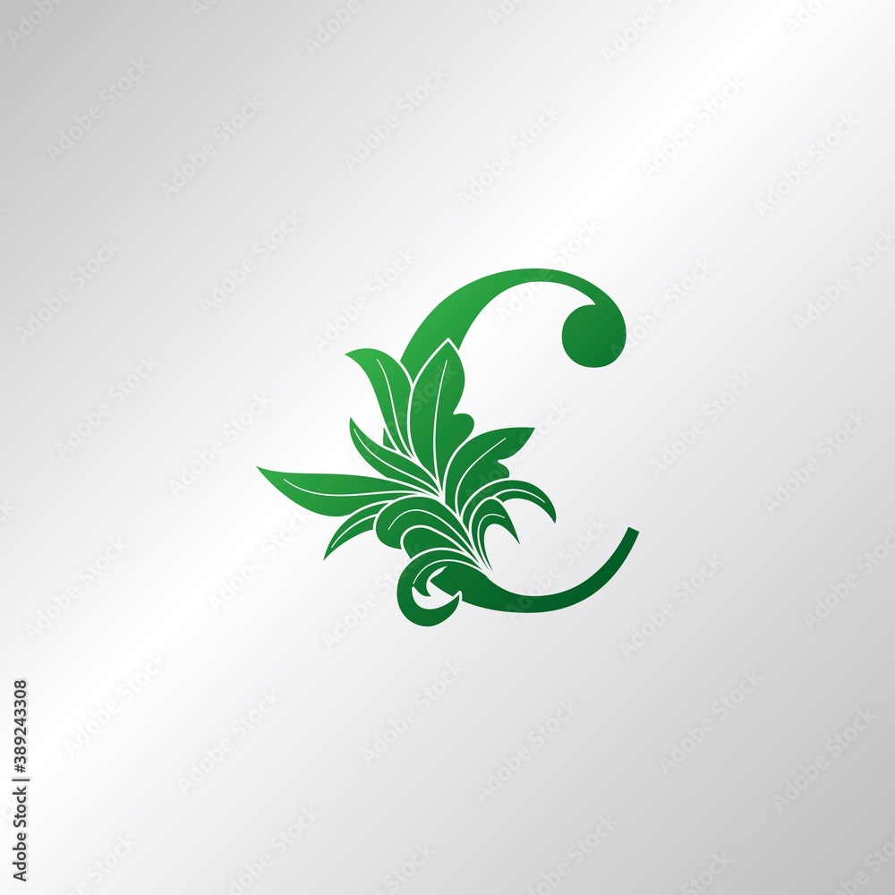 Letter C Monogram Nature Green Leaves Logo Icon Vector Design Letter C Monogram Nature Green Leaves Logo Icon Vector Design