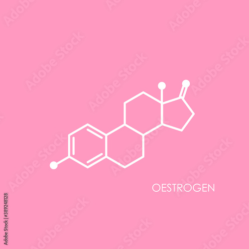 Oestrogen molecula structure. colorful line icon isolated on pink background.