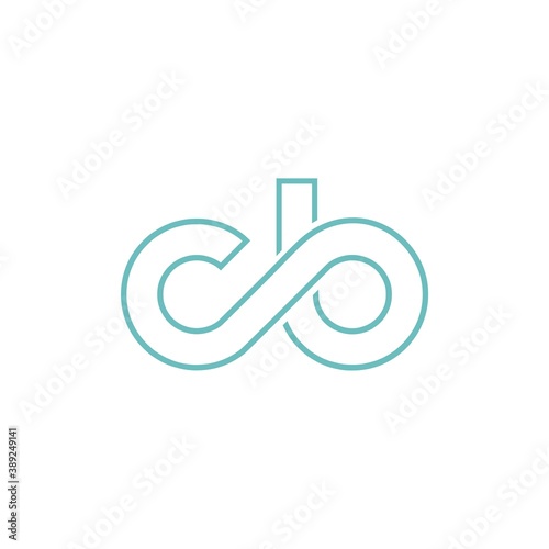 Bilde på lerret Letter cb simple linked geometric symbol isolated on white background
