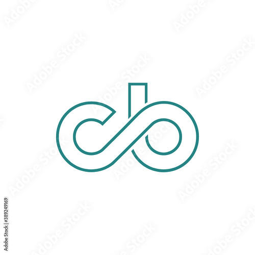 Letter cb simple linked geometric symbol isolated on white background photo