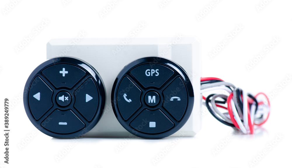 steering wheel remote control on white background isolation steering wheel remote control on white background isolation