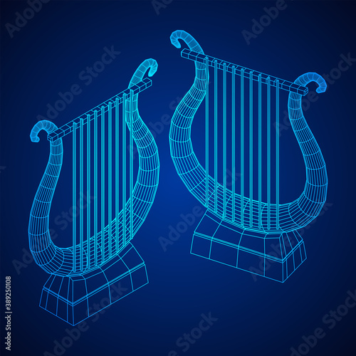 Ancient lyre or harp musical instrument