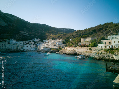 Island of Levanzo, one of the Egadis in the Mediterranean sea seen from the ferry boat