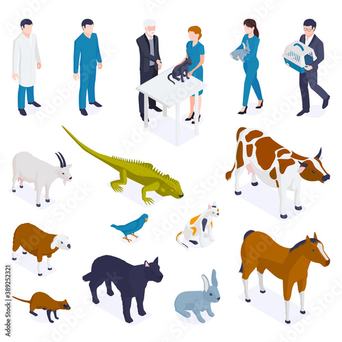 Isometric Animals Veterinary Set