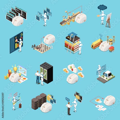 AI Isometric Icon Set