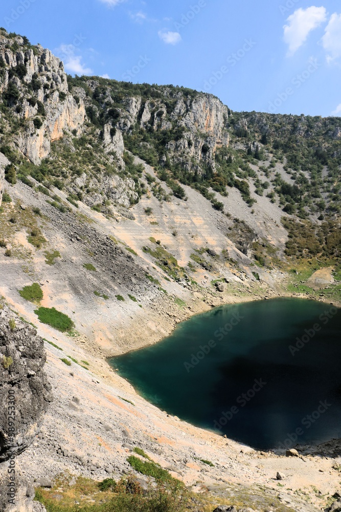 the famous blue lake in Imotski, Croatia