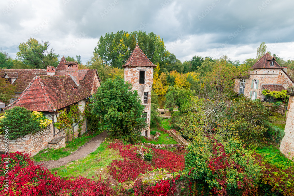 countryside town of stone houses in france countryside town of stone houses in france