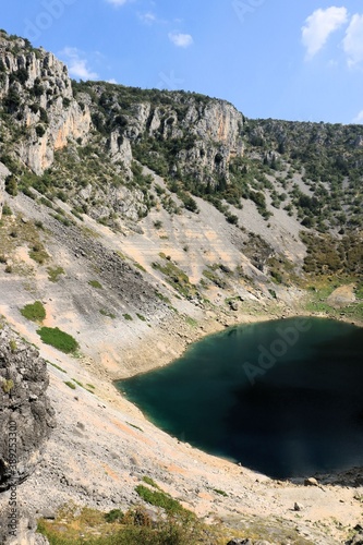 the famous blue lake in Imotski, Croatia