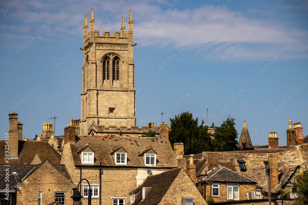 Looking across rooftops to St Martins Church Stamford