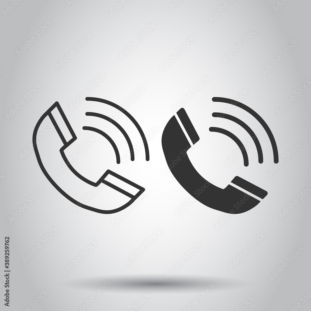Phone icon in flat style. Telephone call vector illustration on white isolated background. Mobile hotline business concept. Phone icon in flat style. Telephone call vector illustration on white isolated background. Mobile hotline business concept.