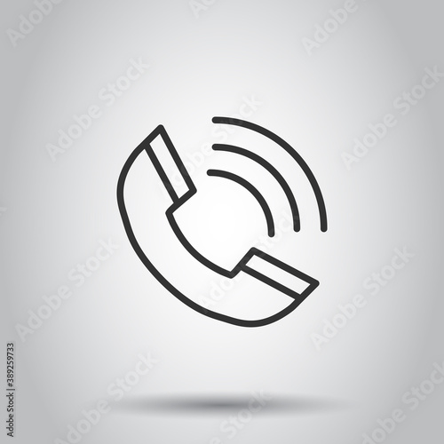 Phone icon in flat style. Telephone call vector illustration on white isolated background. Mobile hotline business concept.