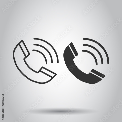 Phone icon in flat style. Telephone call vector illustration on white isolated background. Mobile hotline business concept.