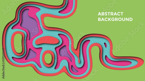 Abstract layered background in different colors in papercut style