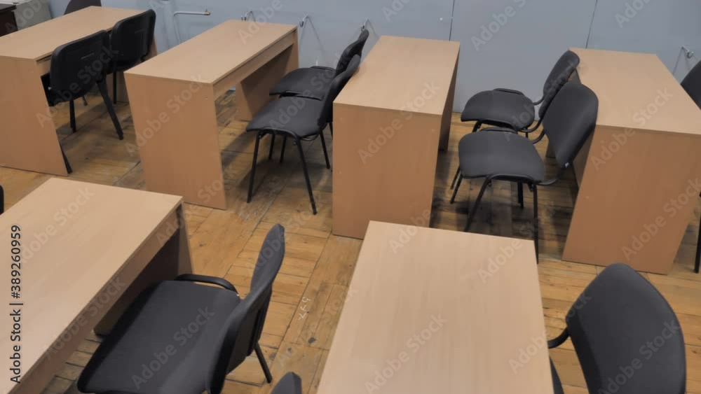 Empty Classroom At School Dolly Across Desks Empty Classroom At School Dolly Across Desks