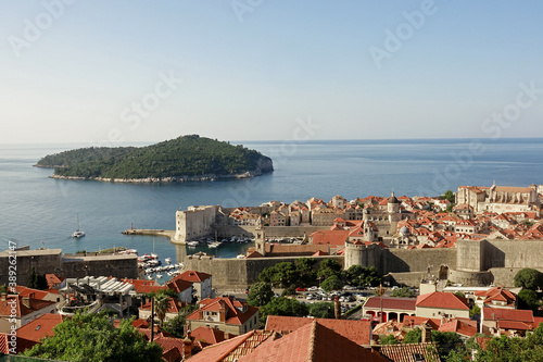View of the Lokrum Island and the old Dubrovnik from the hill