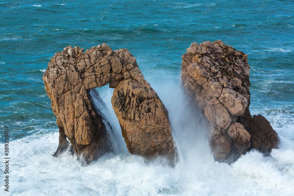 Door of Cantabrian sea, Portio beach, Liencres , Piélagos, Cantabrian sea, Cantabria, Spain, Europe Door of Cantabrian sea, Portio beach, Liencres , Piélagos, Cantabrian sea, Cantabria, Spain, Europe