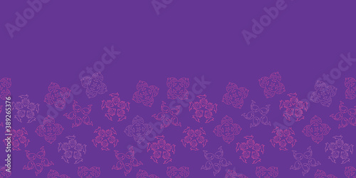 Vector violet aqua horizontal border seamless pattern background