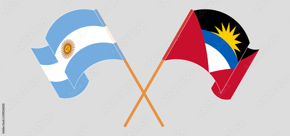Crossed flags of Antigua and Barbuda and Argentina